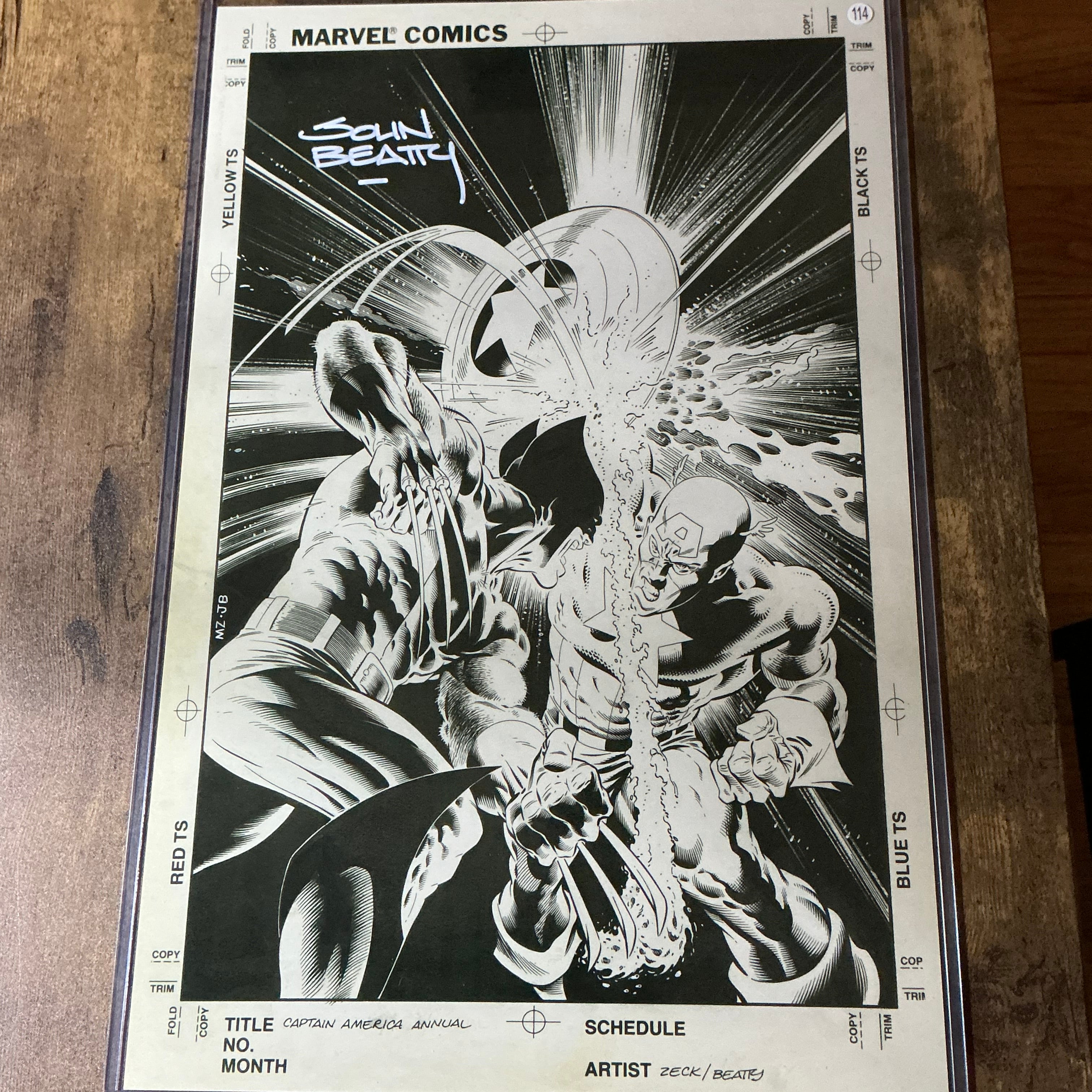 11x17 wolverine and captain America signed print